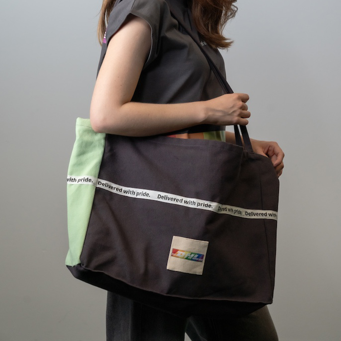 Strandtasche, anthrazitgrau und grün