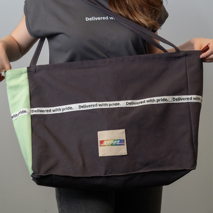 Strandtasche, anthrazitgrau und grün