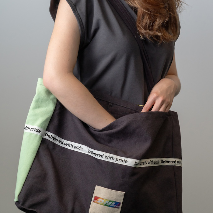 Strandtasche, anthrazitgrau und grün