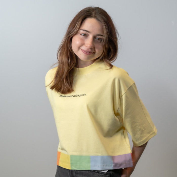 Oversized Cropped T-Shirt, gelb