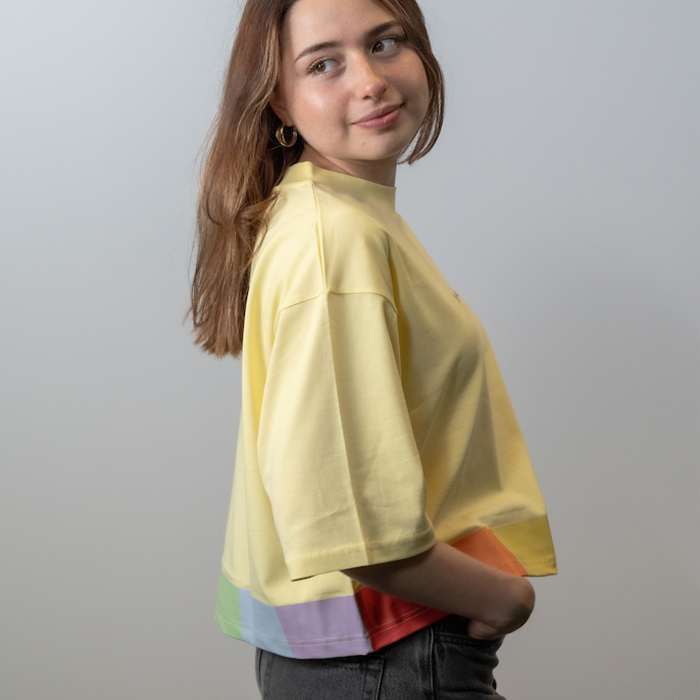 Oversized Cropped T-Shirt, gelb