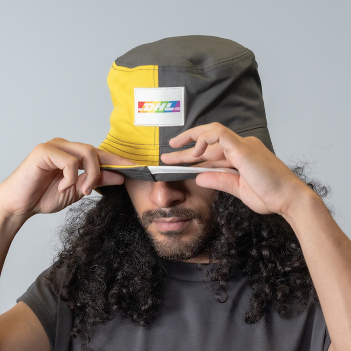 Sun hat, yellow and anthracite grey