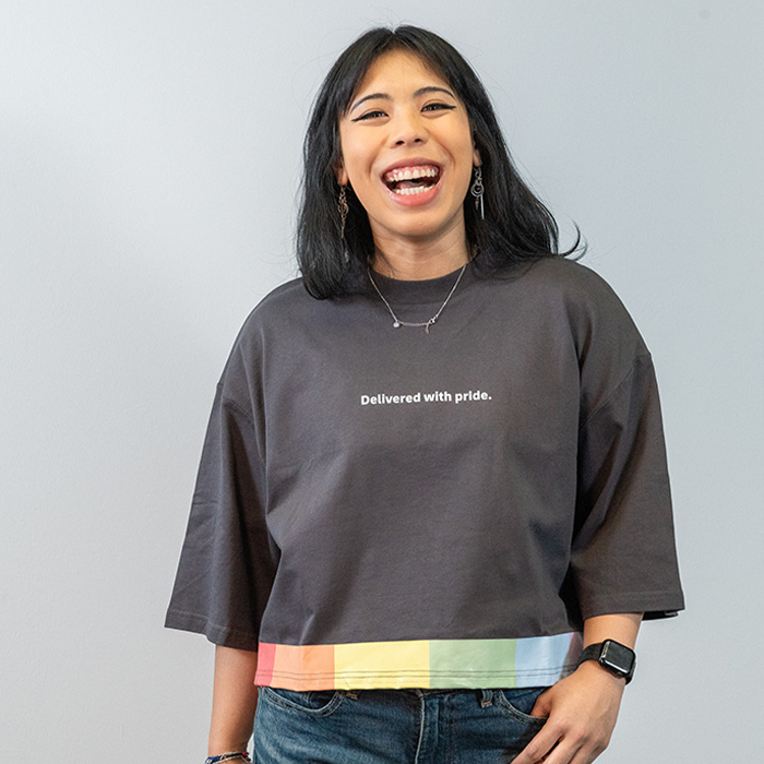 Oversized Cropped T-Shirt, anthrazitgrau