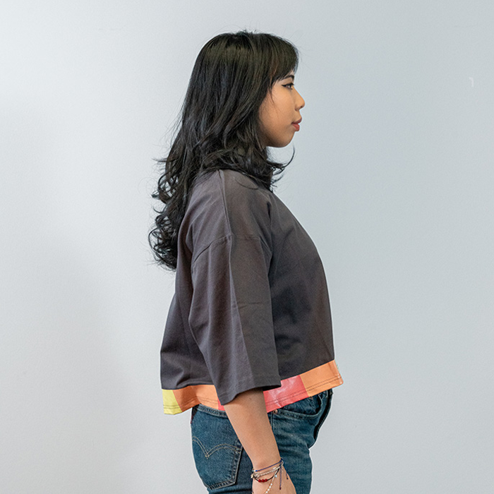 Oversized Cropped T-Shirt, anthrazitgrau