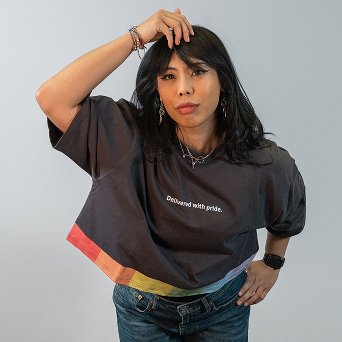 Oversized Cropped T-Shirt, anthrazitgrau