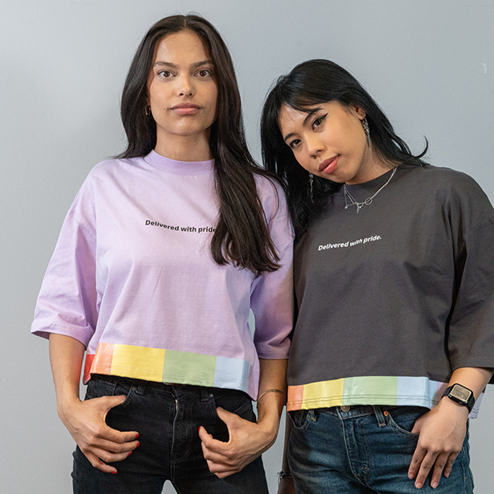 Oversized Cropped T-Shirt, pastellviolett