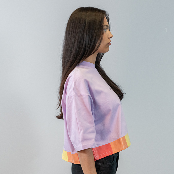 Oversized Cropped T-Shirt, pastellviolett