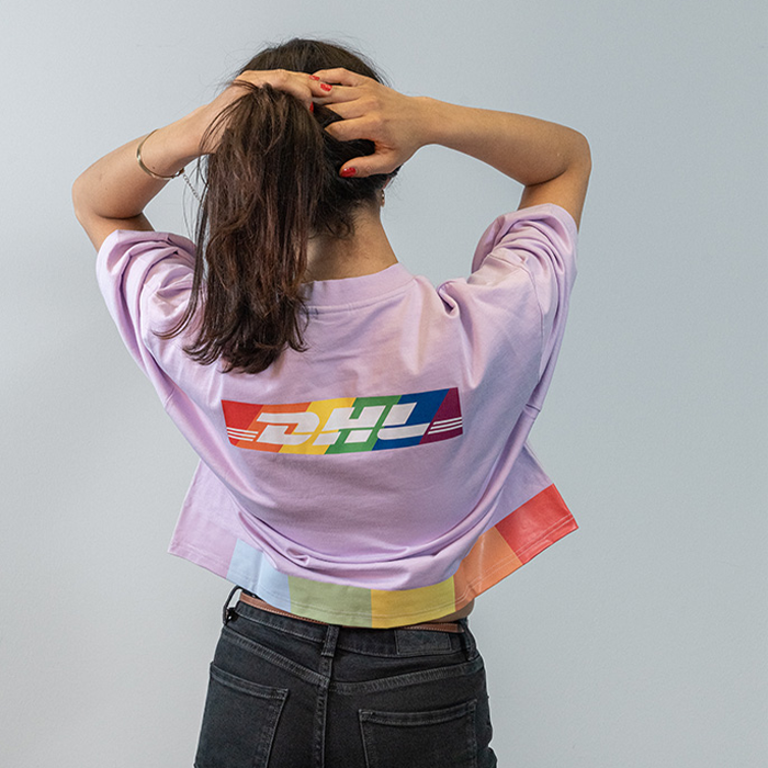 Oversized Cropped T-Shirt, pastellviolett
