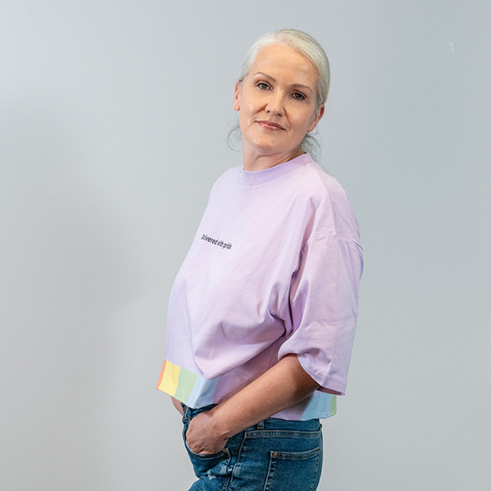 Oversized Cropped T-Shirt, pastellviolett