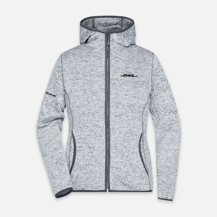 Knitted fleece hooded jacket, women