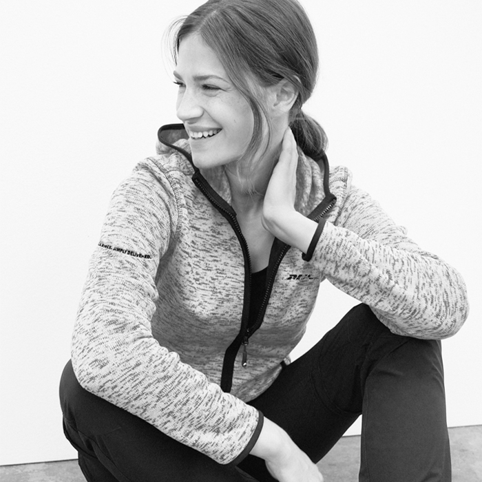 Knitted fleece hooded jacket, women