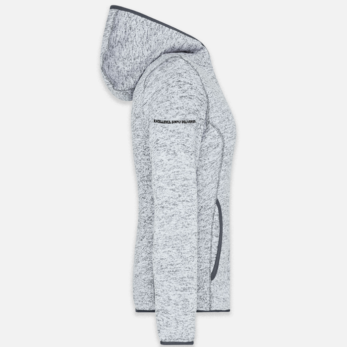 Knitted fleece hooded jacket, women