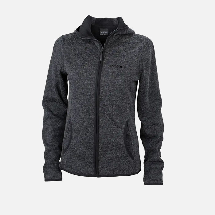 Strickfleece-Kapuzenjacke, Damen, dark-melange