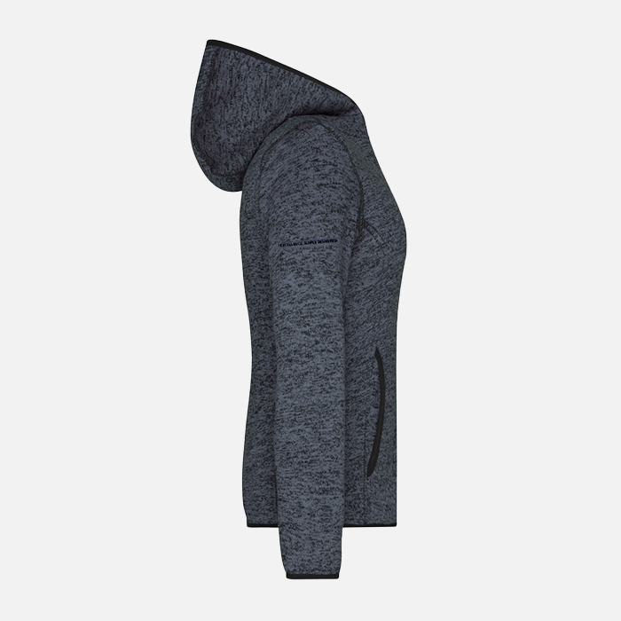 Strickfleece-Kapuzenjacke, Damen, dark-melange