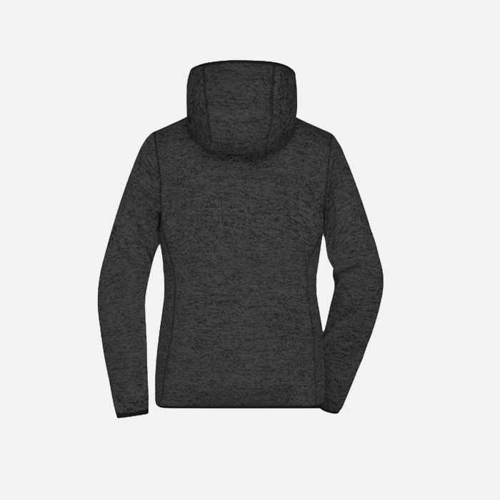 Strickfleece-Kapuzenjacke, Damen, dark-melange