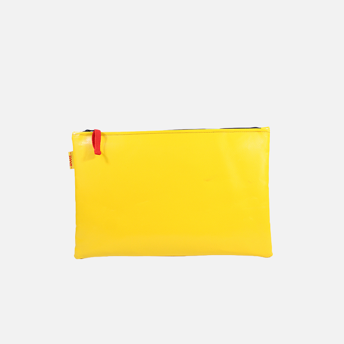 Upcycled laptop sleeve made from truck tarpaulin, 13-inch